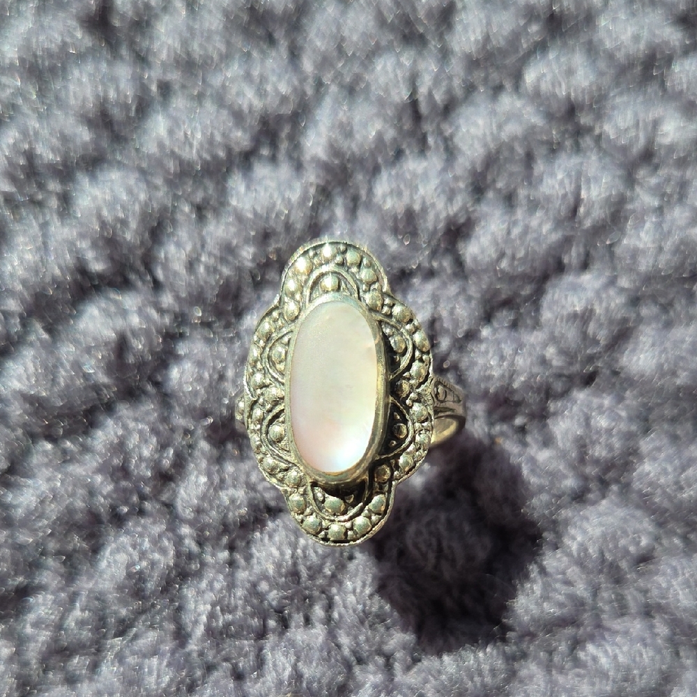 Elegant Silver and White Stone Ring